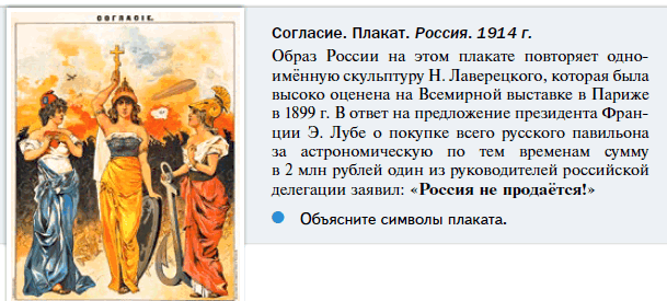 Согласие. Плакат. Россия. 1914 г.