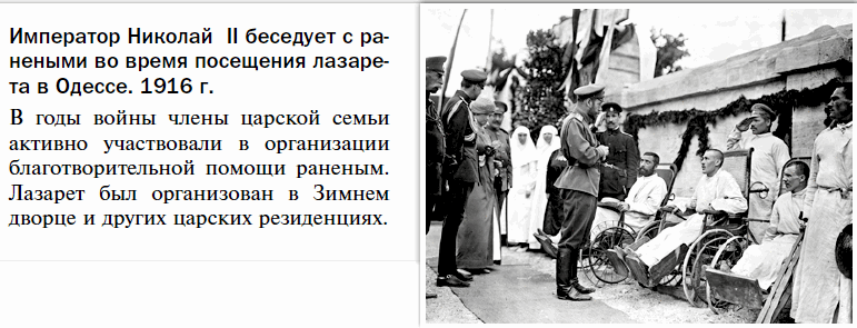 Император Николай II беседует с ранеными во время посещения лазарета в Одессе. 1916 г. 