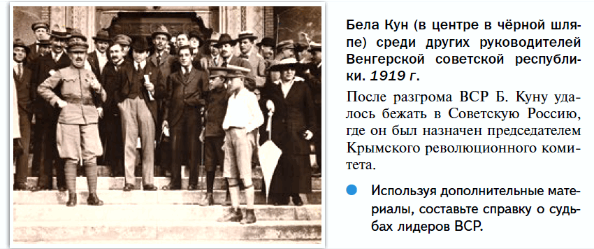 Бела Кун (в центре в чёрной шляпе) среди других руководителей Венгерской советской республики. 1919 г. 